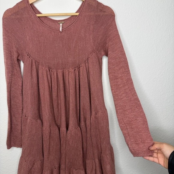 Free People Midnight Ruffles Swingy Tiered Tunic Sweater Top - Picture 3 of 6